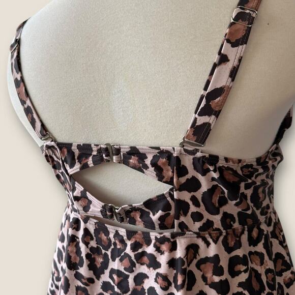 Aqua Eve Leopard Tankini Cami Swimsuit Top Flare Built In Bra Size 22W New Tag - Picture 10 of 15